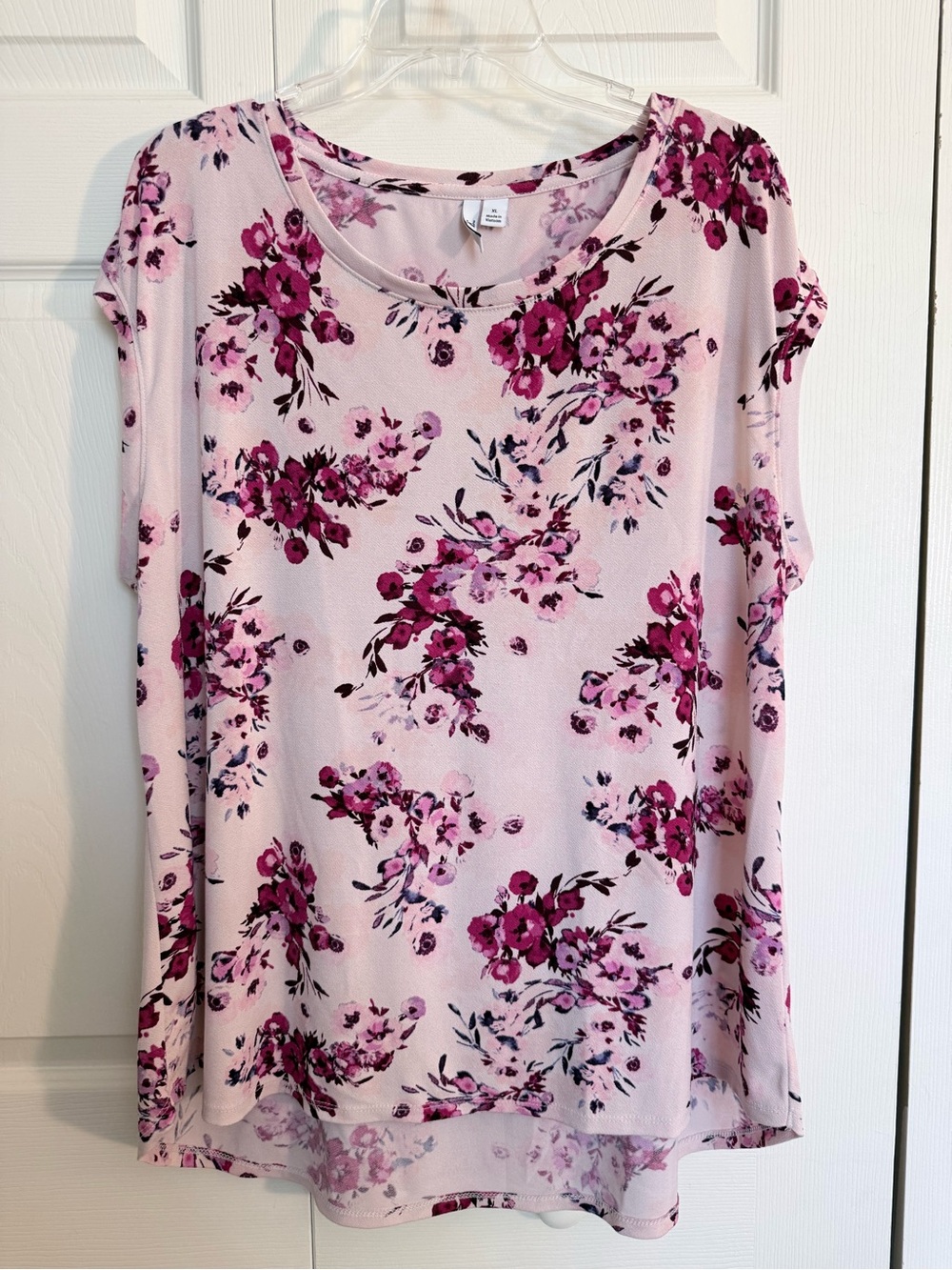Elle Light Pink Floral Short Sleeve Blouse